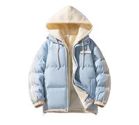 YOSUWOAI Winter Jacket Herren Dicke Thermo Steppjacke mit Kapuzen Lockere Daunenjacke Farbblock Winterjacke mit Taschen Y2K Streetwear Puffer Jacket Bequeme Kapuzenjacke Weich Steppmantel