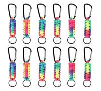 yotutun Paracord Schlüsselanhänger mit Karabiner, 12 Stück Multifunktion Schlüsselband Ring Geflochtenes Lanyard Clip Schlüsselringe für Outdoor-Klettern, Camping, Wandern, Rucksackreisen