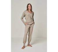 YOU LOOK PERFECT Merino Loungewear Set "V-Strickpullover Blossom & Strickhose Bella" Braun S