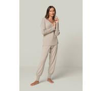 YOU LOOK PERFECT Merino Loungewear Set "V-Strickpullover Blossom & Strickhose Bella" Natur L