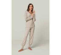 YOU LOOK PERFECT Merino Loungewear Set "V-Strickpullover Blossom & Strickhose Bella" Natur M