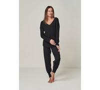 YOU LOOK PERFECT Merino Loungewear Set "V-Strickpullover Blossom & Strickhose Bella" Schwarz S