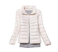 YOUCAI Damen Übergangsjacke Leichte Jacke Steppjacke Daunenjacke Dünne Jacke Steppjacke Daunen Winterjacke,Beige,S
