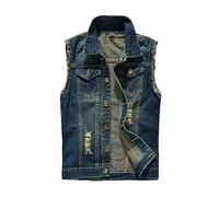 YOUCAI Herren Weste Ärmellose Jeansjacke Slim Fit Beiläufige Cowboy Jeansweste Zerrissene Freizeitjacke Denim Vest Denim Weste Coat Outwear,Blau3,M
