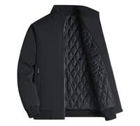 YOUCAI Herren Winterjacke Fleece Gefüttert/Steppgefütterte Winddicht Jacke Übergangsjacke Steppjacke mit Stehkragen Bequem Sweatjacke Einfarbig Wattierte Jacke,Schwarz4,L