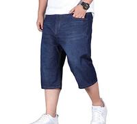 YOUCAI Jeans Shorts Herren Kurze Hosen 3/4 Stretch Shorts Baumwolle Bermuda Sommer Hose,Schwarz Blau1,46