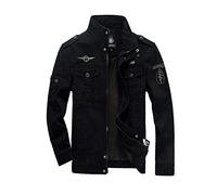 YOUCAI Military Jacke Herren Herbst Winter Übergangsjacke Leichte Fliegerjacke Stehkragen Funktionsjacke Winddicht Wasserdicht Sportjacke Bomber Jacke Multi Taschen Armee Jacke Feldjacke,Schwarz,