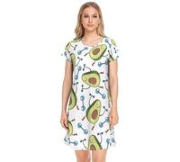 YOUJUNER Damen Nachthemden Lustiger Avocado-Sport Nachtwäsche Kurzarm Schlafshirt Sommer Sleepshirt Nachtkleid Schlafhemd