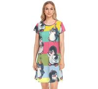 YOUJUNER Damen Nachthemden Niedliche Pinguine drucken Nachtwäsche Kurzarm Schlafshirt Sommer Sleepshirt Nachtkleid Schlafhemd