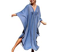 YouKD Einfarbiger Langer Kaftan für Damen Maxikleid Plusgröße Homewear Bikini Beach Cover Up Roben