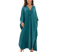 YouKD Einfarbiger Langer Kaftan für Damen Maxikleid Plusgröße Homewear Bikini Beach Cover Up Roben