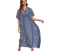 YouKD Frauen Sommer Lange Kaftan Maxi Bohemian Kleid Strand Vertuschungen Bikini Robe Loungewear One Size