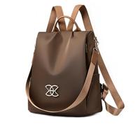 Youlity Damen Rucksack Anti Diebstahl Tasche Nylon Kleine Umhängetasche Modern Cityrucksack Tagesrucksack Elegant Schulrucksack für Schule Reisen Arbeit (Braun)