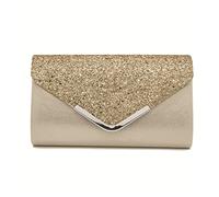 Youlity Damen Umschlag Clutch Tasche Elegante Glitzer Abendtasche Abend Clutches Geldbörse mit Kette Schultergurt Umhängetasche Handtasche für Hochzeit Braut Abschlussball (Gold)