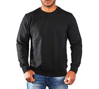 Young & Rich Herren Basic Sweatshirt Pullover lockere Passform Oversize fit Rundhals 1317, Grösse:XL, Farbe:Schwarz