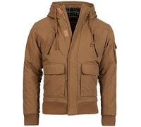 Young & Rich Herren gefütterte Winterjacke der Marke Jacke Parka Bomberjacke Vintage in der Farbe Braun S