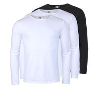 Young & Rich Herren Uni Longsleeve Basic Langarm T-Shirt Rundhals-Ausschnitt Slimfit mit Stretchanteilen (3er/5er Pack)
