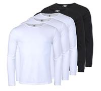 Young & Rich Herren Uni Longsleeve Basic Langarm T-Shirt Rundhals-Ausschnitt Slimfit mit Stretchanteilen (3er/5er Pack), Grösse:M, Farbe:3X Weiß / 2X Schwarz (5er Pack)