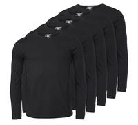 Young & Rich Herren Uni Longsleeve Basic Langarm T-Shirt Rundhals-Ausschnitt Slimfit mit Stretchanteilen (3er/5er Pack), Grösse:M, Farbe:Schwarz (5er Pack)