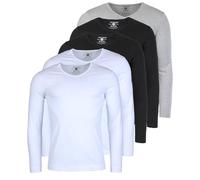 Young & Rich Herren Uni Longsleeve Basic Langarm T-Shirt V-Ausschnitt Slimfit mit Stretchanteilen (5er Pack)