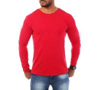 Young & Rich Herren Uni Longsleeve Basic Tee Langarm Shirt einfarbig Rundhals Ausschnitt Slimfit mit Stretchanteilen 2002, Grösse:XL, Farbe:Rot