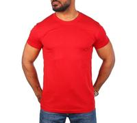 Young & Rich Herren Uni Rundhals T-Shirt Regular fit körperbetont einfarbig Basic 1001 Größe XS bis 9XL!, Grösse:9XL, Farbe:Rot