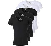 Young & Rich Herren Uni T-Shirt mit extra tiefem V-Ausschnitt Slimfit Stretch Dehnbare Passform einfarbiges Basic Shirt - 5er Pack, Grösse:XL, Farbe:3 x Schwarz / 2 x Weiß
