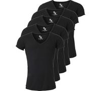 Young & Rich Herren Uni T-Shirt mit extra tiefem V-Ausschnitt Slimfit Stretch Dehnbare Passform einfarbiges Basic Shirt - 5er Pack