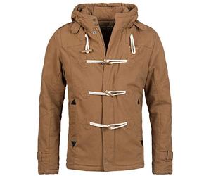 Young & Rich Herren Winterjacke Dufflecoat Kurzmantel Parka Jacke warm gefüttert mit Kapuze Slimfit JK-414, Grösse:M, Farbe:Braun