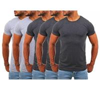 Young&Rich Young & Rich Herren Uni Basic T-Shirt mit Rundhals Ausschnitt einfarbig Stretch körperbetonte Dehnbare Passform 1701, Grösse:3XL, Farbe:3X Dunkelgrau Melange / 2X Grau Melange (5er Pack)