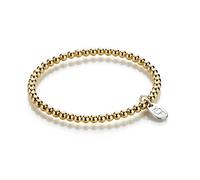 YoungDiamondFashion YDF Spheric Kugelarmband flexibel 4 mm Länge 17 cm 925 Sterlingsilber gelbvergoldet echter Diamant 0,01 Carat