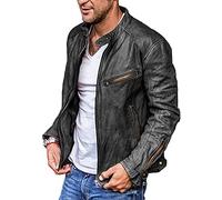 Youning Herren Jacke Motorradjacke Lederjacken Mit Reißverschluss Bikerjacke Motorradjacke Fliegerjacke Freizeitjacke Stehkragen Übergangsjacke Leicht Outdoor Jacke Streetwear
