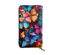 Youpo Bunte Geldbörse mit Schmetterlings-Motiv, für Damen, Leder, lange Clutch-Geldbörse, großes Fassungsvermögen, Reißverschluss, lange Geldbörse für Damen und Mädchen, Schwarz, Einheitsgröße,