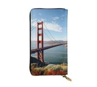 Youpo San Francisco Golden Gate Bridge bedruckte Geldbörse für Damen, Leder, lange Clutch-Geldbörse, großes Fassungsvermögen, Reißverschluss, lange Geldbörse für Damen, Mädchen, Schwarz,