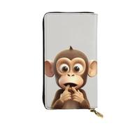 Youpo The Silent Monkey bedruckte Geldbörse für Damen, Leder, lange Clutch-Geldbörse, großes Fassungsvermögen, Reißverschluss, lange Geldbörse für Damen und Mädchen, Schwarz, Einheitsgröße, leger,
