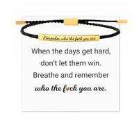 Your Always Charm Armband mit Aufschrift "Remember Who The F You Are Don't Let The Hard Days Win", motivierendes Armband für Frauen, geflochtene Schnur, inspirierende Geschenke, adjustable