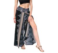 Your Cozy Harem Pants Yoga for Women Palazzo Beach Wear Wide Leg Boho Hippie Bohemian Aladdin Genie (Black Gloden Eye_S)
