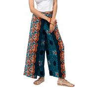 Your Cozy Harem Pants Yoga for Women Palazzo Beach Wear Wide Leg Boho Hippie Bohemian Aladdin Genie (Turquoise Peacock Tail_L)