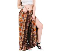 Your Cozy Harem Pants Yoga for Women Palazzo Beach Wear Wide Leg Boho Hippie Bohemian Aladdin Genie (Brown Flowers_S)