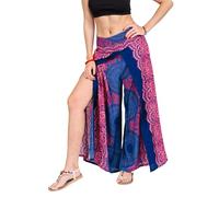 Your Cozy Harem Pants Yoga for Women Palazzo Beach Wear Wide Leg Boho Hippie Bohemian Aladdin Genie (Pink Blue Sunflower_S)