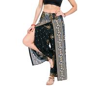 Your Cozy Ihre gemütliche Haremshose Yoga für Frauen Palazzo Strandkleidung Weites Bein Boho Hippie Bohemian Aladdin Genie (Pfauenschwarz_S)