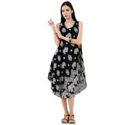 Your Cozy Women's Summer Dresses Elegant Midi Sleeveless Tank Beach Sun Dress for Casual and Formal Occasions (Black Thai Elephant_S)