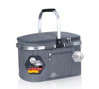 your GEAR Kühlkorb Scivu - isolierter Einkaufskorb - 29 Liter Picknickkorb - Kühltasche mit Tragegriff und Seitentasche - Wasserdicht und Wetterbeständig