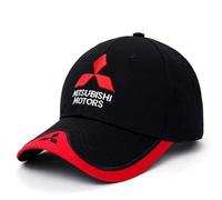 Yourdou Auto Baseball Cap für Mitsubishi, Baseballcap mit Auto-Logo Unisex Baseballkappe Cap Baseball Sportmütze Flachkappe Verstellbar Erwachsenen Mütze,Black 1
