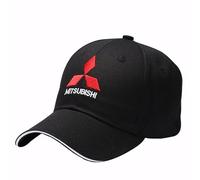 Yourdou Auto Baseball Cap für Mitsubishi, Baseballcap mit Auto-Logo Unisex Baseballkappe Cap Baseball Sportmütze Flachkappe Verstellbar Erwachsenen Mütze,Black