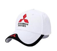 Yourdou Auto Baseball Cap für Mitsubishi Mirage GT 2016-2019, Baseballcap mit Auto-Logo Unisex Baseballkappe Cap Baseball Sportmütze Flachkappe Verstellbar Erwachsenen Mütze,White 1