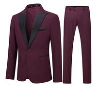 YOUTHUP Anzug Herren 2 Teilig Regular Fit Peak Lapel Anzüge 1 Knopf Hochzeit Herrenazug Hochzeit Sakko Hose, Rot, XL
