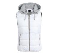 YOUTHUP Damen Steppweste mit Kapuze Leicht Winterweste Freizeit Gilet | Abnehmbare Graue Kapuze, Ärmellos, Bodywarmer, Regular Fit, 2 Reißverschlusstaschen, Wattiertes Futter, für Indoor Outdoor
