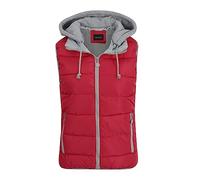 YOUTHUP Damen Steppweste mit Kapuze Leicht Winterweste Freizeit Gilet | Abnehmbare Graue Kapuze, Ärmellos, Bodywarmer, Regular Fit, 2 Reißverschlusstaschen, Wattiertes Futter, für Indoor Outdoor