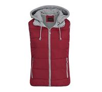 YOUTHUP Damen Steppweste mit Kapuze Leicht Winterweste Freizeit Gilet | Abnehmbare Graue Kapuze, Ärmellos, Bodywarmer, Regular Fit, 2 Reißverschlusstaschen, Wattiertes Futter, für Indoor Outdoor